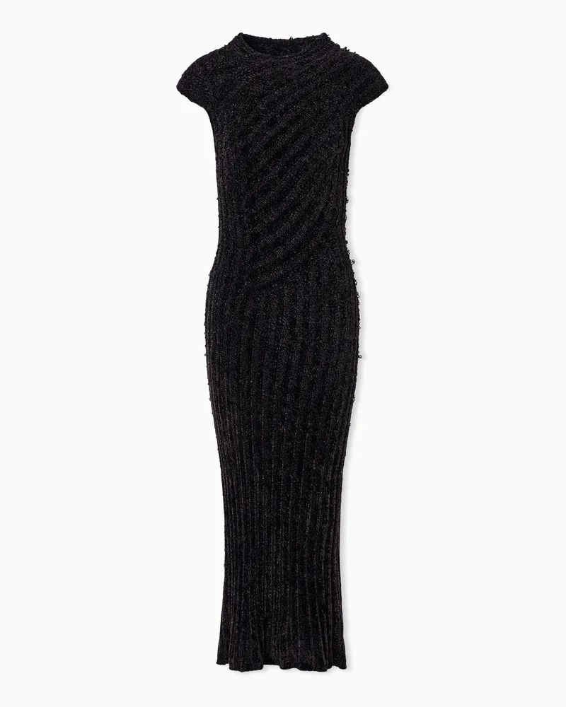 Giorgio Armani Midikleid aus Viskose-Strick Braun