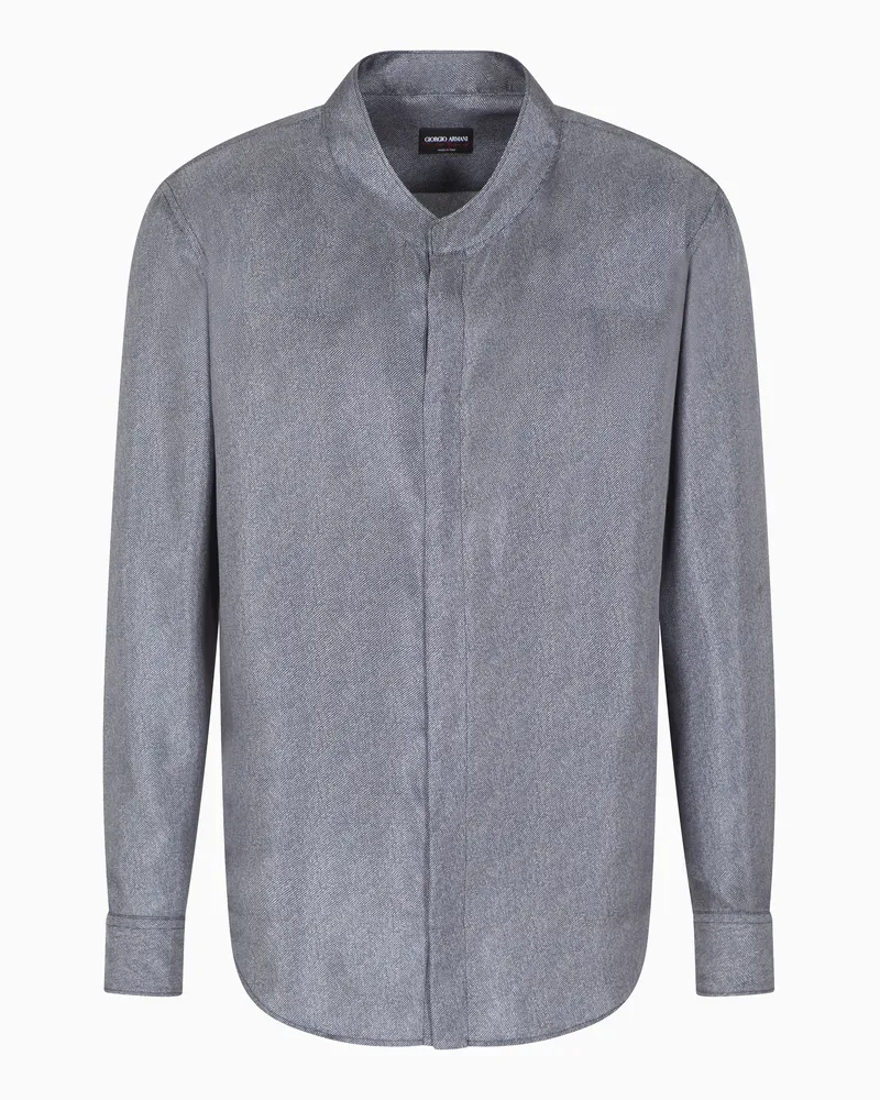 Giorgio Armani Giorgio's Hemd aus Seiden-Twill mit diagonalem Print Grau