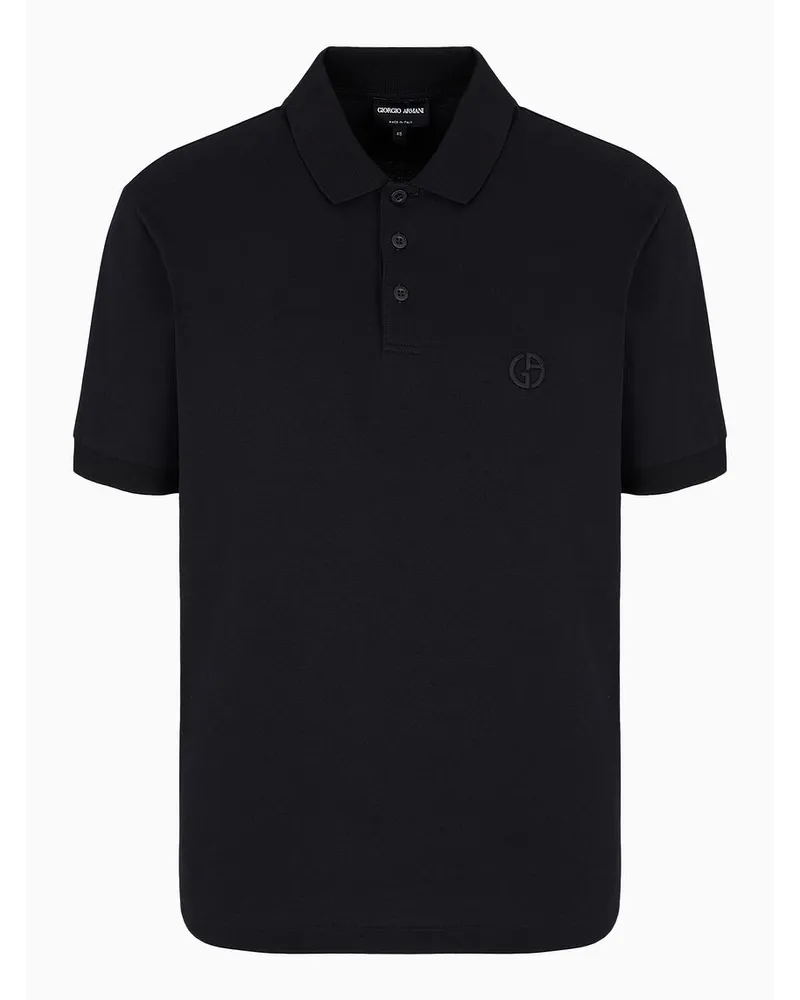 Giorgio Armani Poloshirt Aus Elastischem Baumwollpikee Schwarz