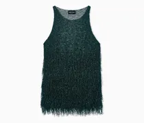 Top aus Lurex-Jersey mit Fransen