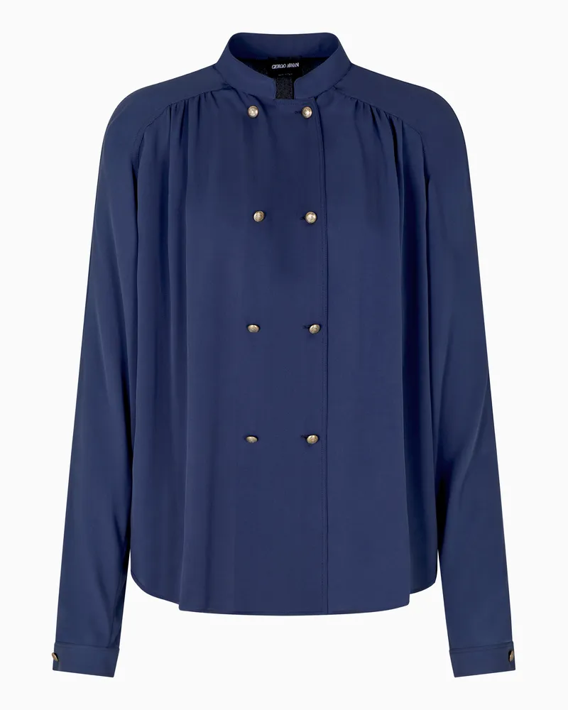 Giorgio Armani Hemd aus dreilagigem Seidengeorgette aus der Denim-Kollektion Blau