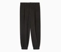 Stoff-Hose mit einer Bundfalte, gefertigt aus Kaschmir und Wolle mit Nadelstreifen
