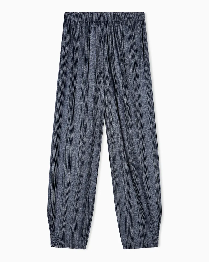 Giorgio Armani ASV Weite Hose aus zweifarbigem Jersey mit Plissierung Grau