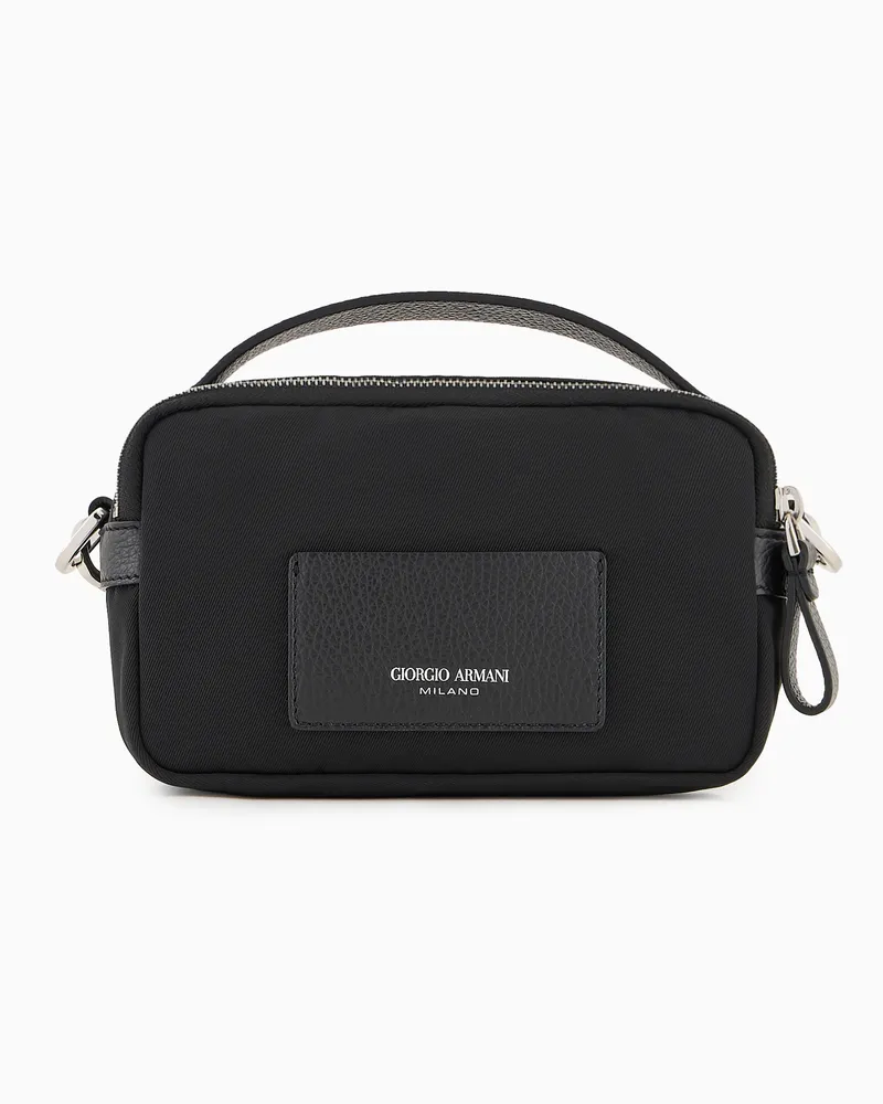 Giorgio Armani ASV Crossbody Bag im Mini-Format aus Nylon und Leder Schwarz