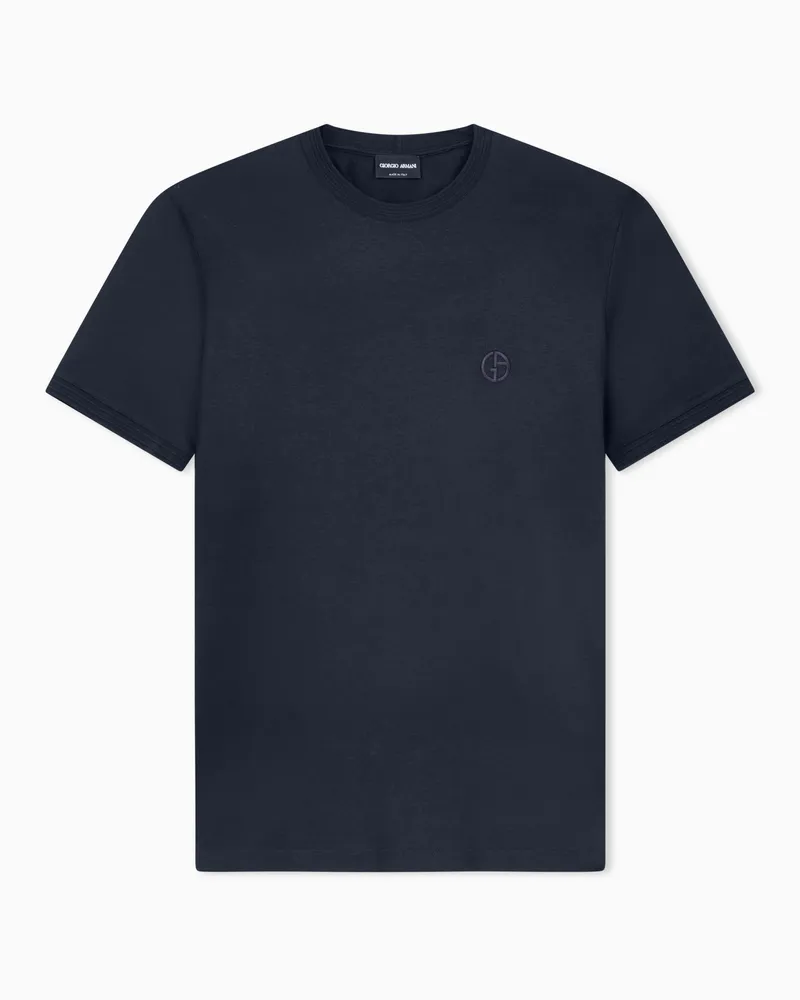 Giorgio Armani Oversize-T-Shirt aus Seide, Leinen und Baumwolle Marineblau