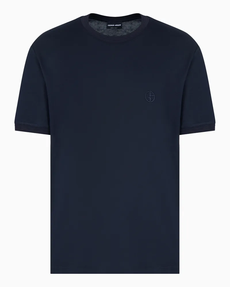 Giorgio Armani Oversize-T-Shirt aus Seide, Leinen und Baumwolle Marineblau
