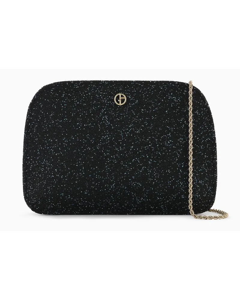 Giorgio Armani Clutch La Prima Aus Lackleder und Strass Schwarz