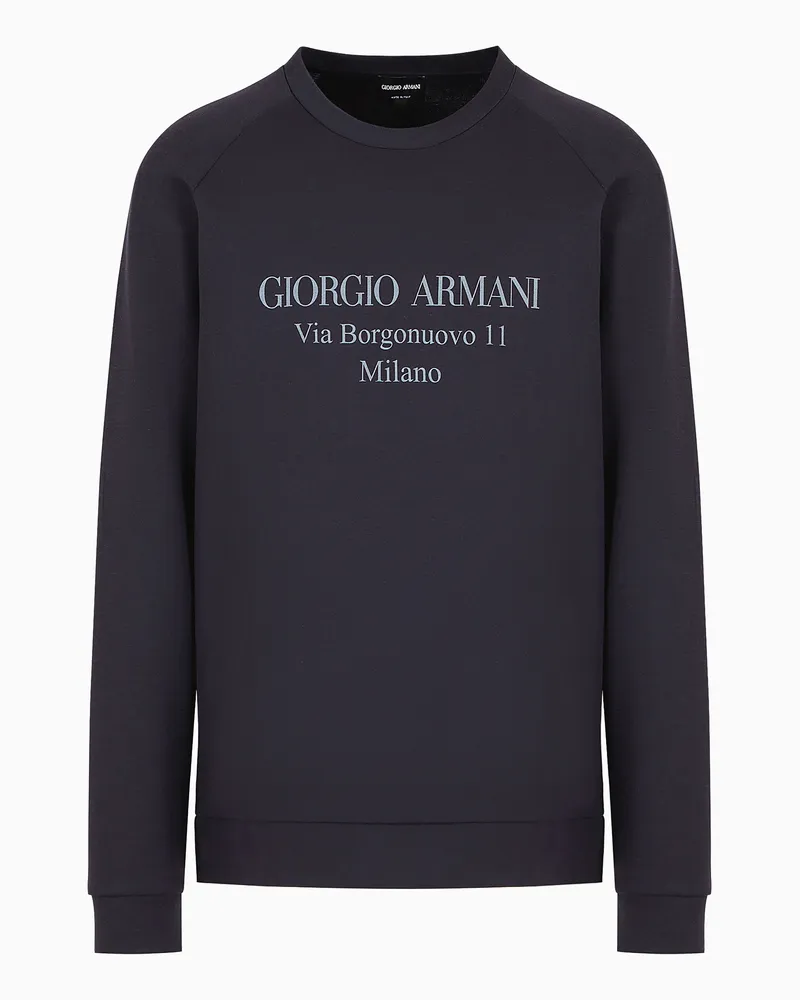 Giorgio Armani Sweatshirt Borgonuovo 11 aus doppeltem Baumwolljersey Marineblau