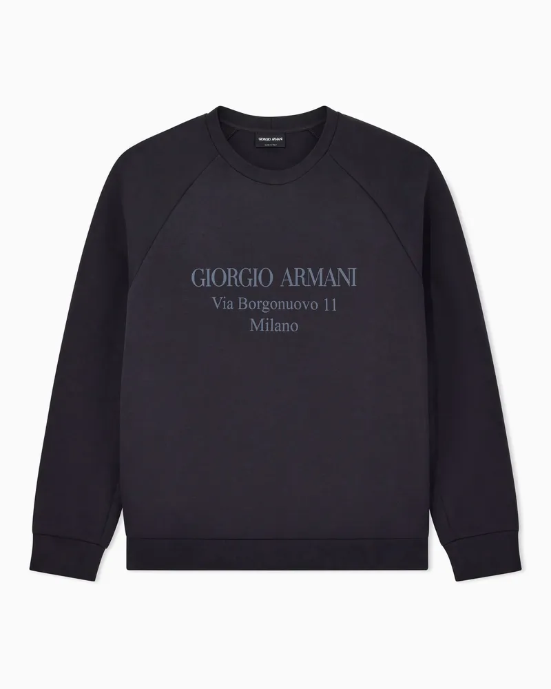 Giorgio Armani Sweatshirt Borgonuovo 11 aus doppeltem Baumwolljersey Marineblau