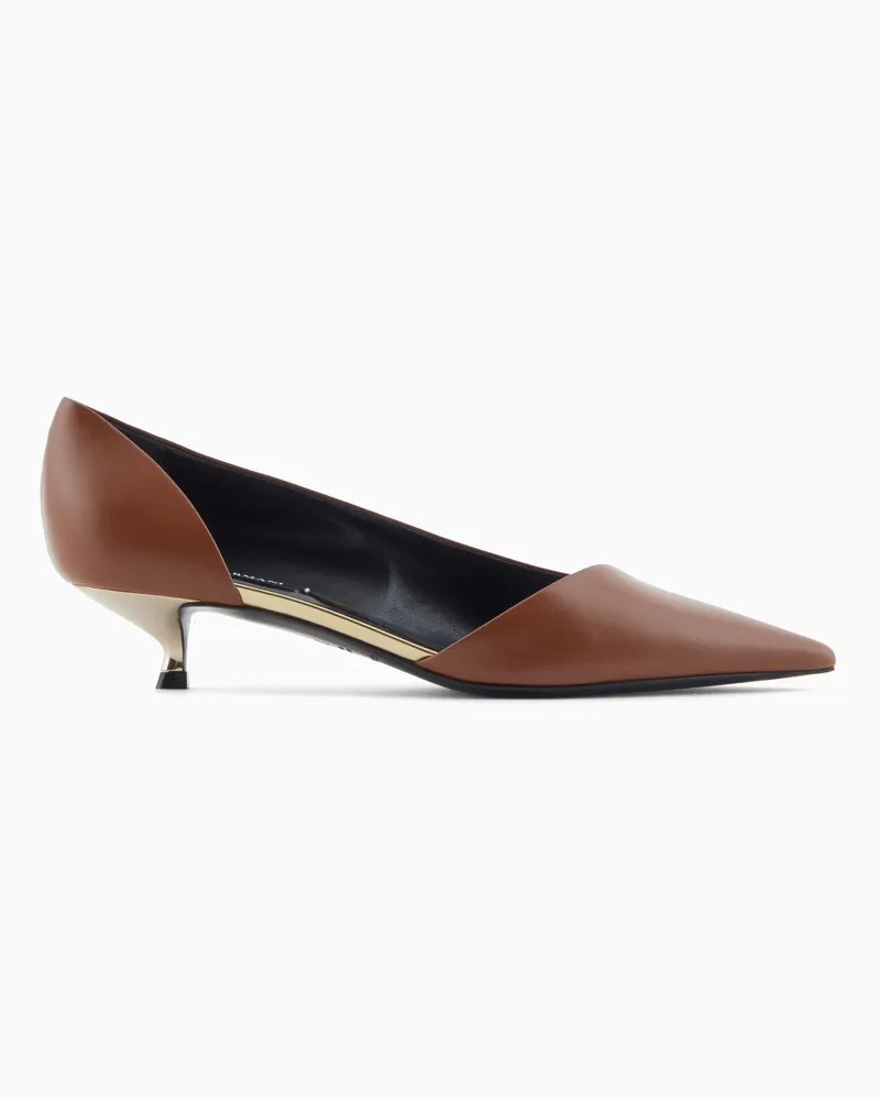 Giorgio Armani D‘Orsay-Pumps aus Kalbsleder Braun