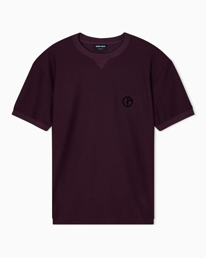 Giorgio Armani T-Shirt aus Funktionsgewebe mit Rundhalsausschnitt Burgunderrot