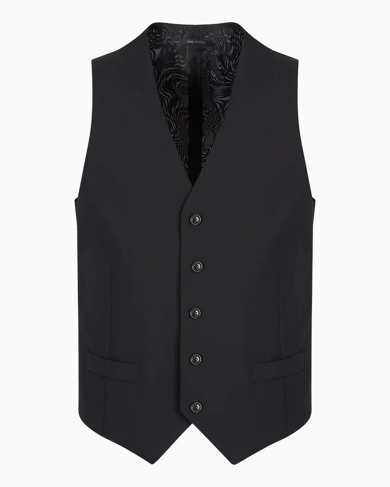 Giorgio Armani Einreihige Weste aus Schurwolle Schwarz