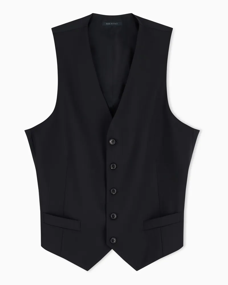 Giorgio Armani Einreihige Weste aus Schurwolle Schwarz
