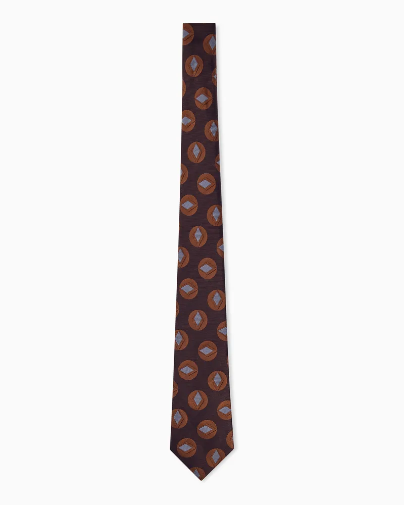 Giorgio Armani Gewebte Krawatte aus Seide mit geometrischem Muster Braun
