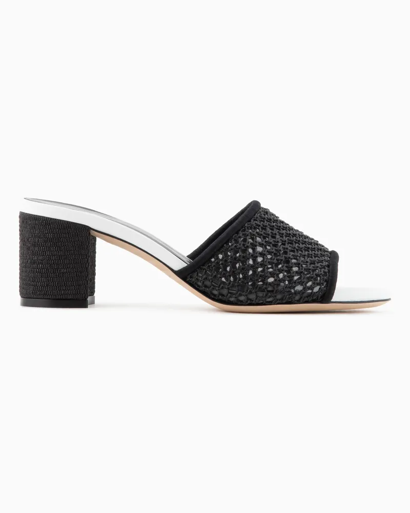 Giorgio Armani Sandalen aus perforiertem Gewebe Schwarz