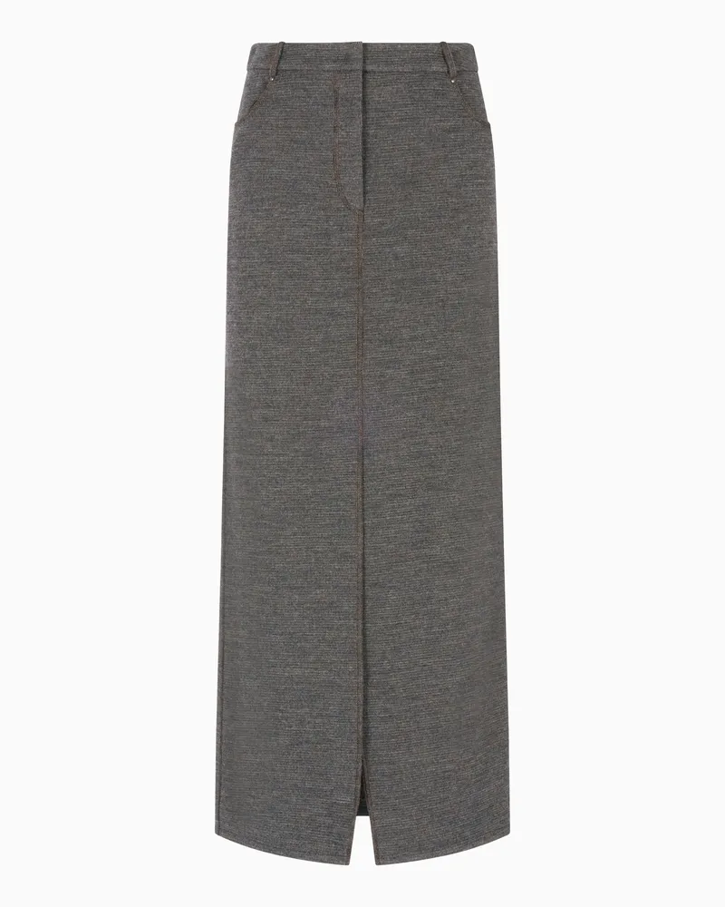 Giorgio Armani Langer Rock aus Woll-Jersey Braun
