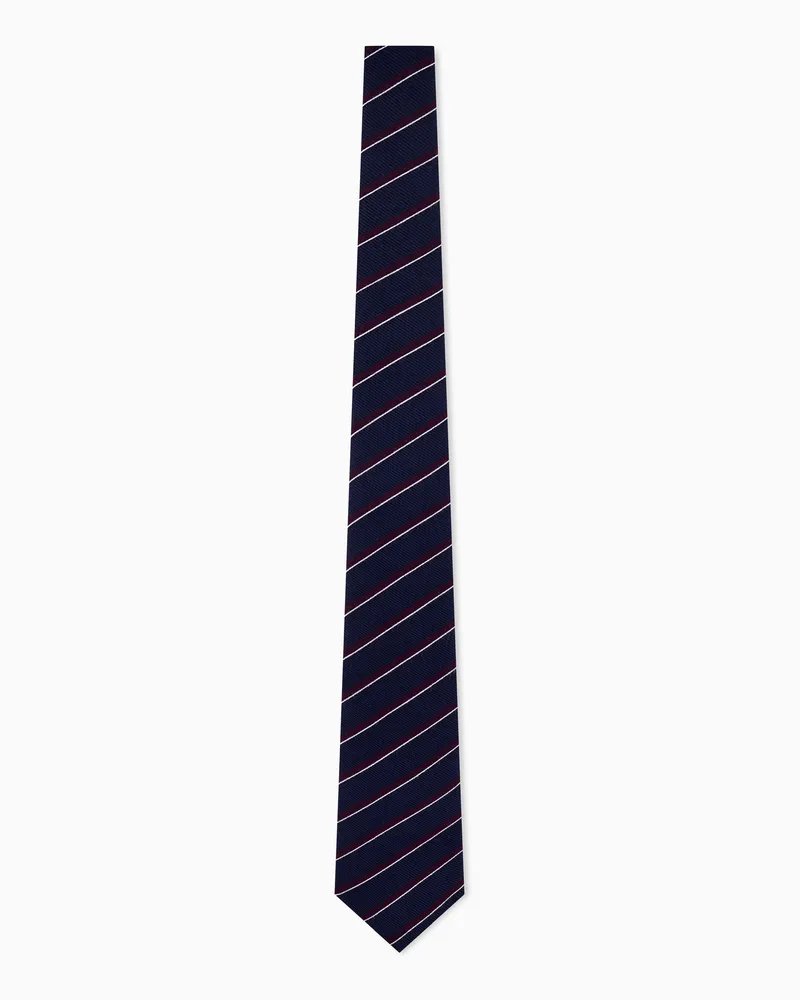 Giorgio Armani Gewebte Krawatte aus Seide mit diagonalen Streifen Blau