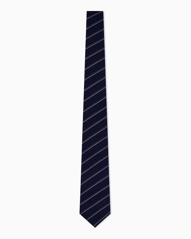 Giorgio Armani Gewebte Krawatte aus Seide mit diagonalen Streifen Blau