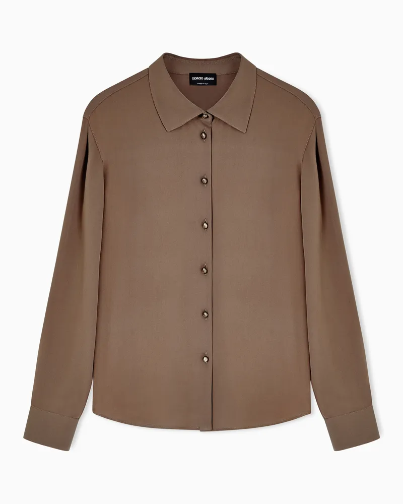 Giorgio Armani Hemd aus dreilagigem Seidengeorgette Braun