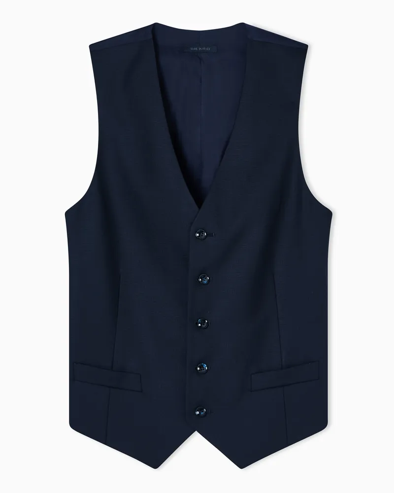 Giorgio Armani Einreihige Weste aus Schurwolle Marineblau