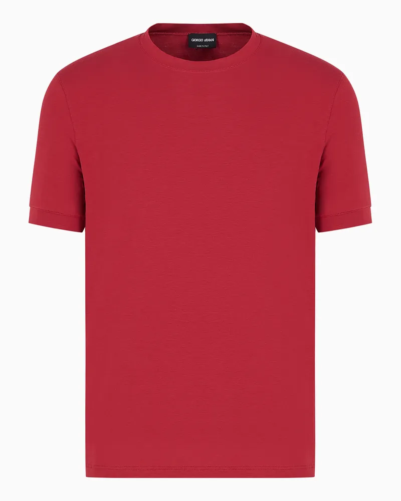 Giorgio Armani T-Shirt mit Rundhalsausschnitt und kurzen Ärmeln, gefertigt aus elastischem Viskose-Jersey Rot
