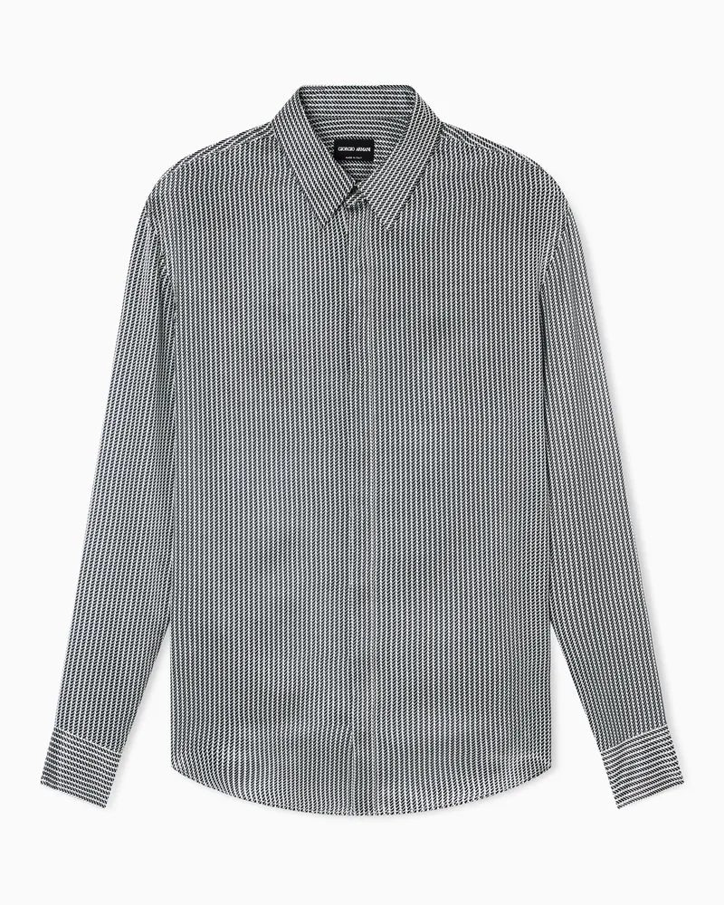 Giorgio Armani Bluse aus bedrucktem Seidensatin Schwarz