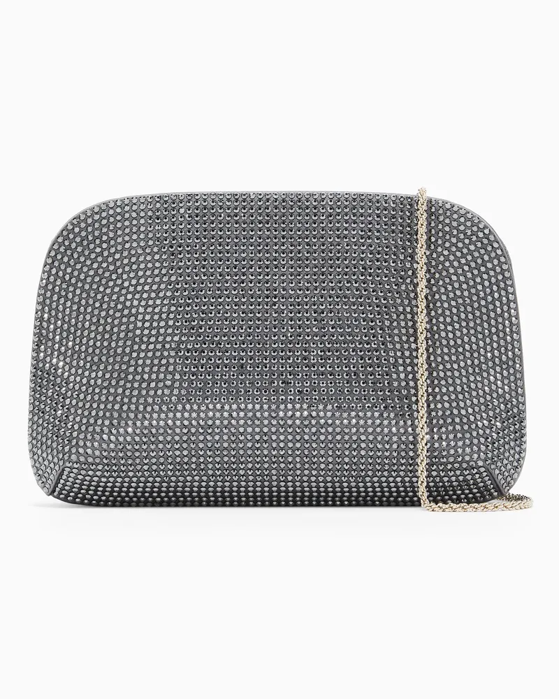 Giorgio Armani Clutch la Prima aus Satin mit Strass Grau