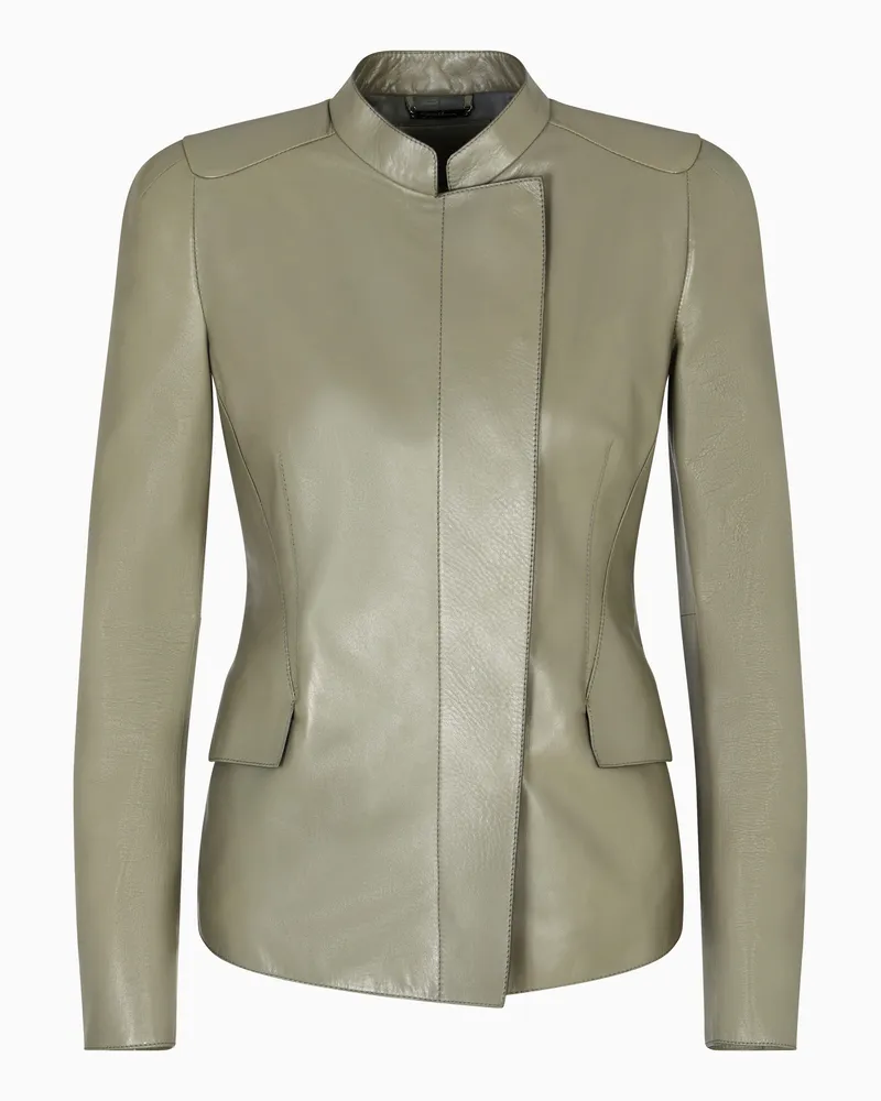 Giorgio Armani Kurze Jacke aus Lammleder Grün