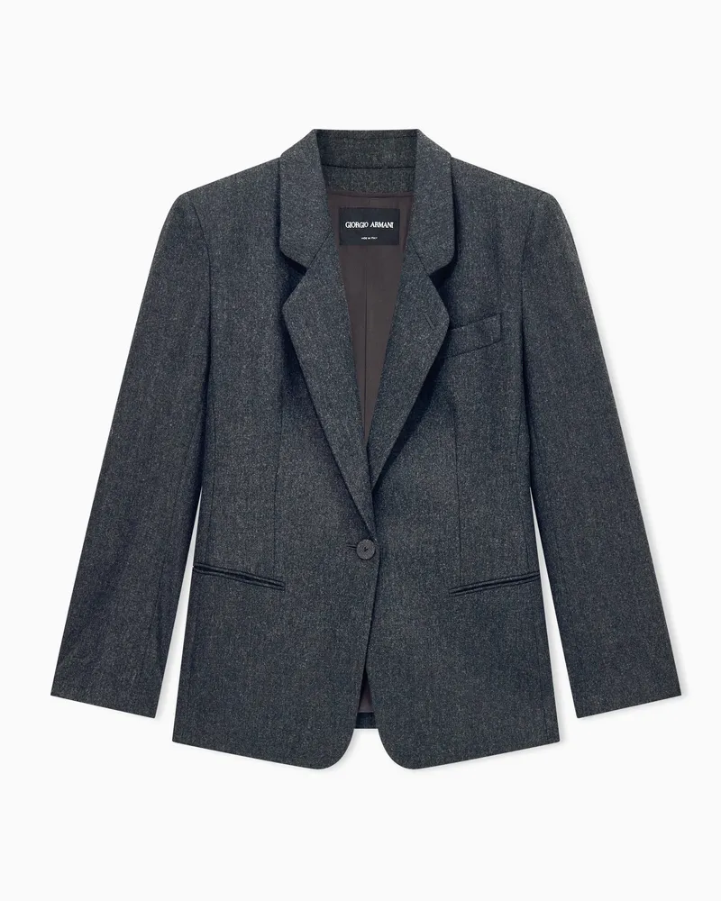 Giorgio Armani Einreihiger Blazer New Normal aus Wollflanell und Kaschmir Grau
