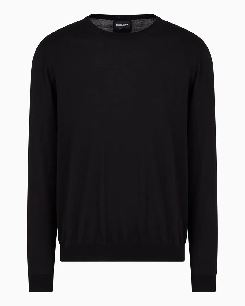 Giorgio Armani Pullover mit Rundhalsausschnitt und langen Ärmeln aus Seide und Baumwolle Schwarz