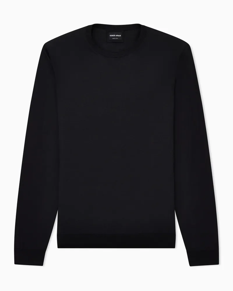 Giorgio Armani Pullover mit Rundhalsausschnitt und langen Ärmeln aus Seide und Baumwolle Schwarz