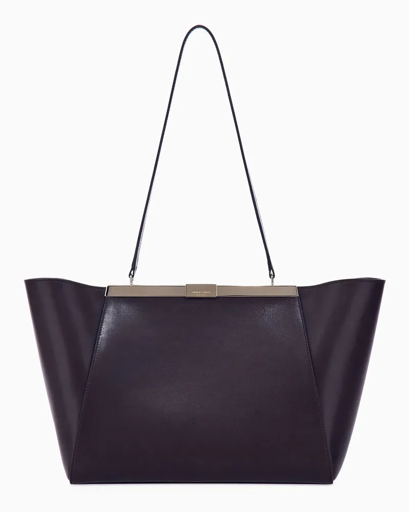 Giorgio Armani Schultertasche mit strukturierter Optik und schmalem Riemen Braun
