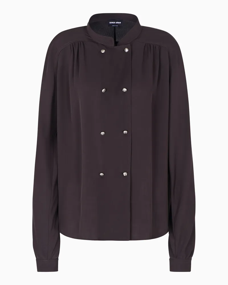Giorgio Armani Hemd aus dreilagigem Seidengeorgette Braun