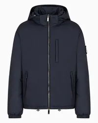 Giorgio Armani Blouson mit Kapuze und Wattierung Aus Nachhaltigen Gänsedaunen Marineblau