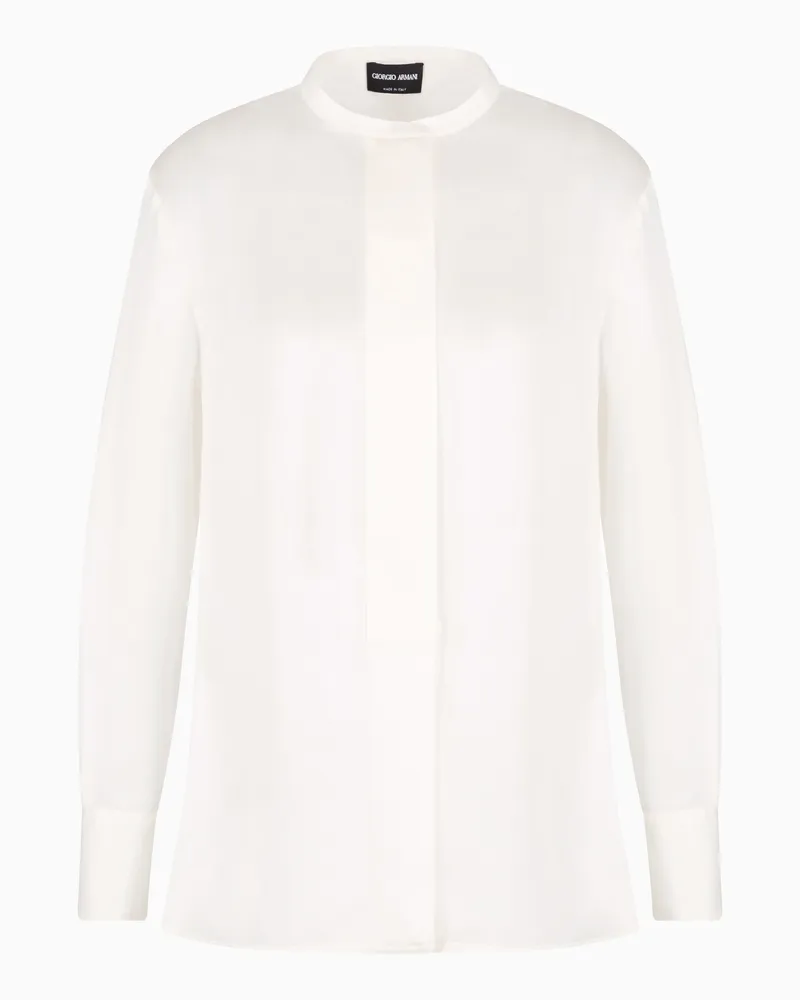 Giorgio Armani Bluse aus Seidencharmeuse Weiß