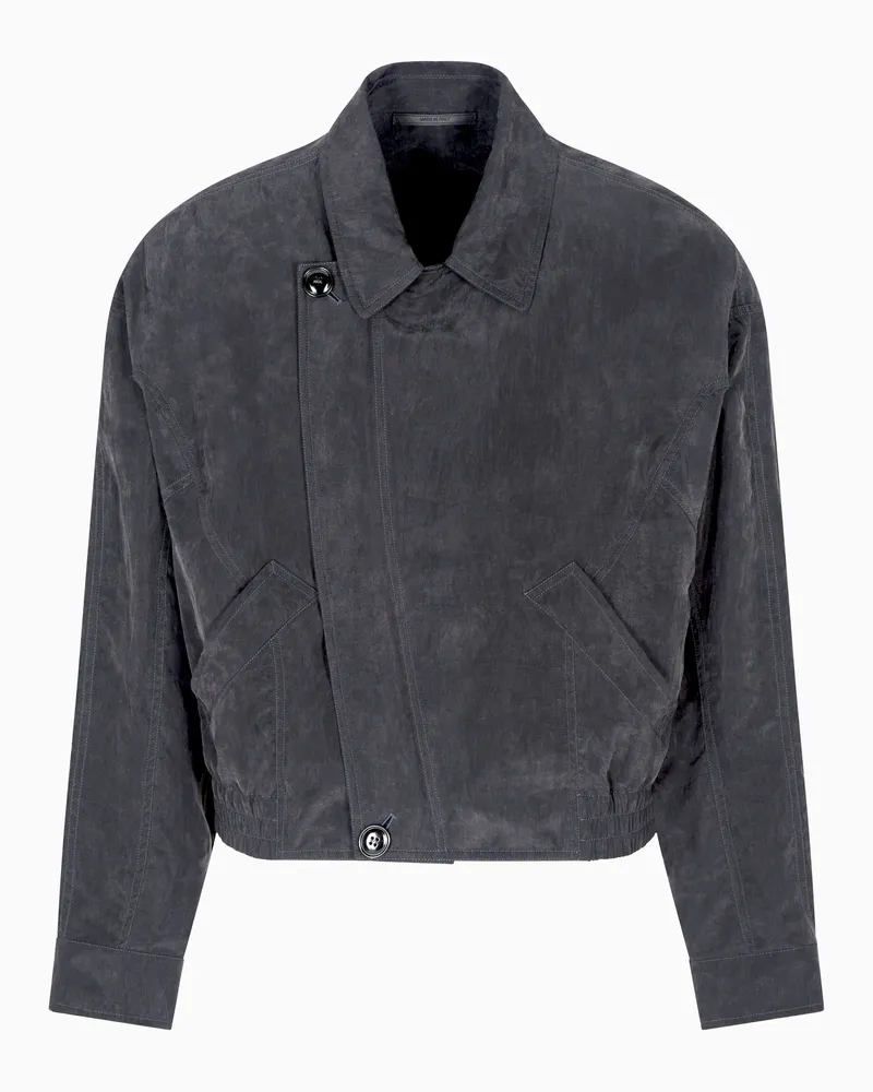 Giorgio Armani Blouson aus verwaschenem Lyocell-Canvas Schwarz