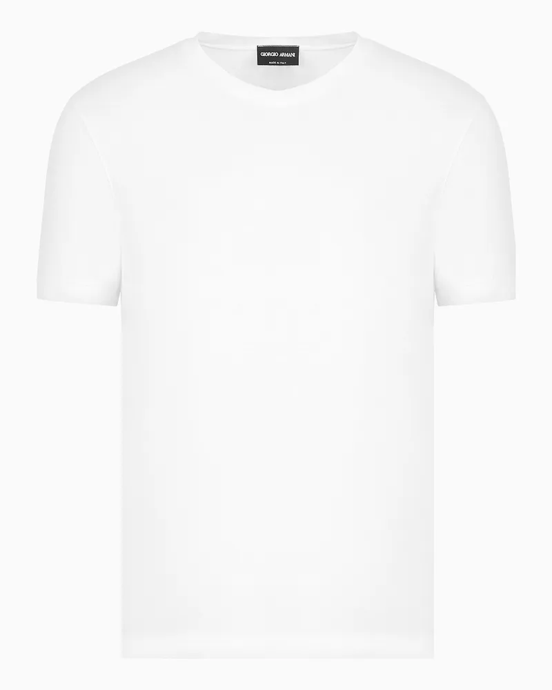 Giorgio Armani T-Shirt mit V-Ausschnitt Icon aus Viskosejersey mit Stretchanteil Weiß