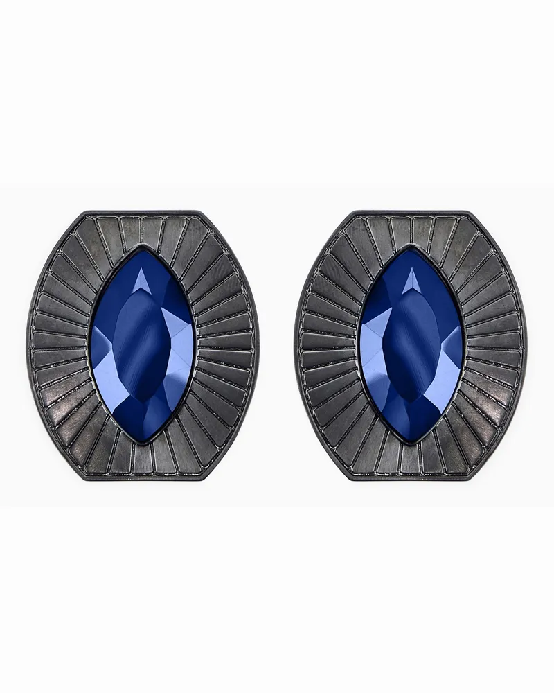 Giorgio Armani Ohrstecker mit facettiertem Glasstein in einer Metallfassung Blau