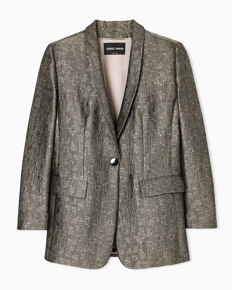 Giorgio Armani Einreihiges Sakko aus Seide und Wolle in Jacquard-Stoff-Verarbeitung Schwarz