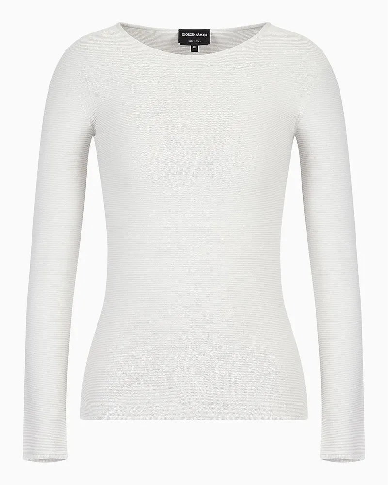 Giorgio Armani Pullover mit Langen Ärmeln Aus Viskose In Links-verarbeitung Milchweiss