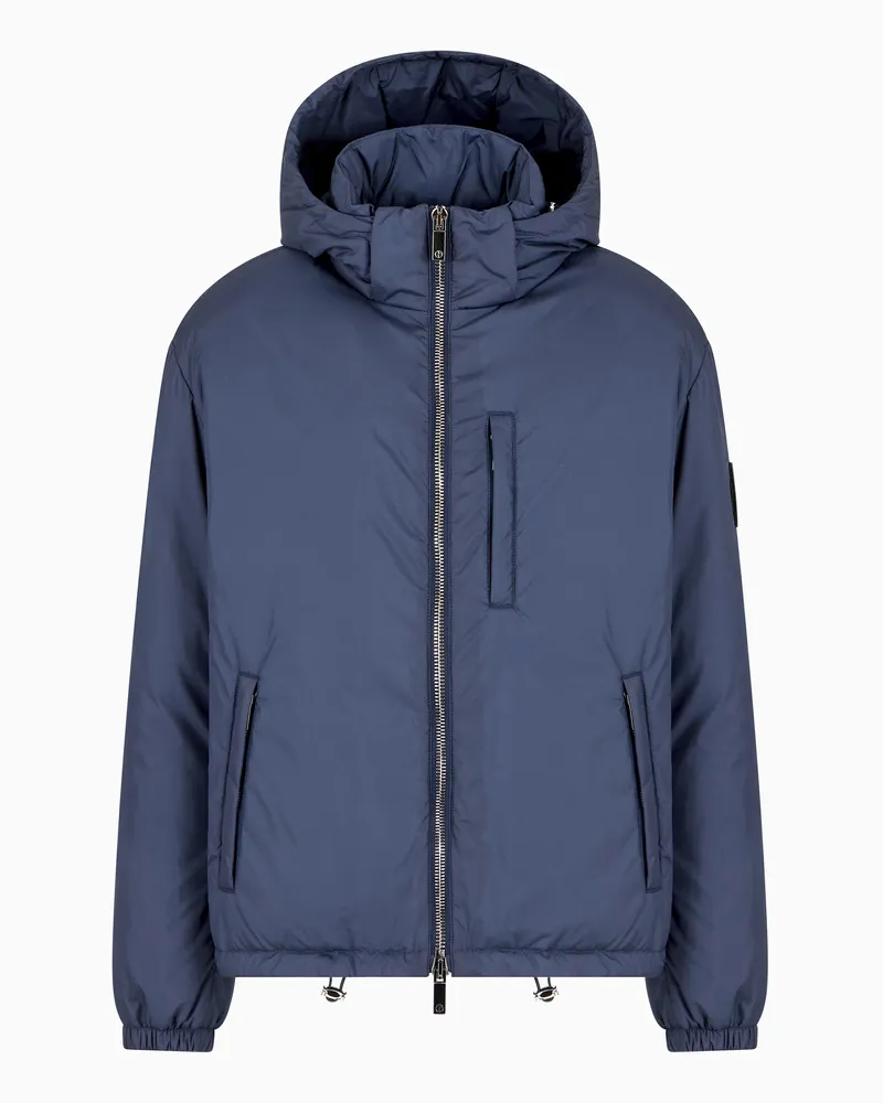 Giorgio Armani Blouson mit Kapuze und Wattierung aus nachhaltigen Gänsedaunen Marineblau