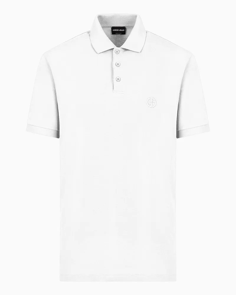 Giorgio Armani Poloshirt aus elastischem Baumwollpikee Weiß