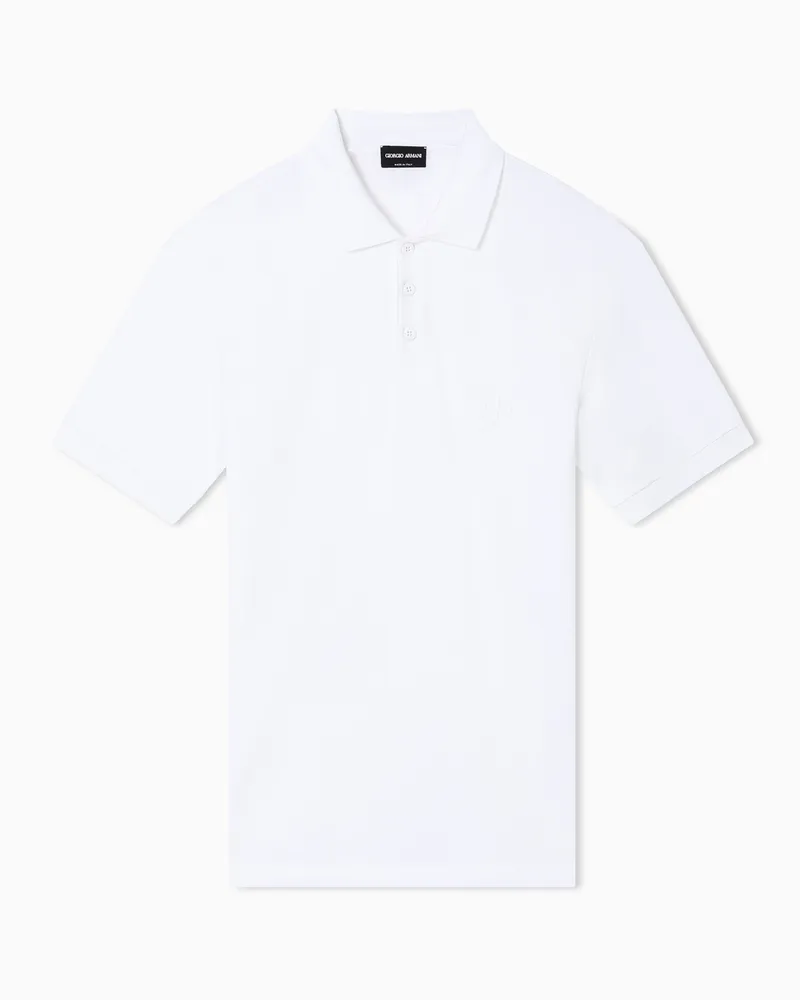 Giorgio Armani Poloshirt aus elastischem Baumwollpikee Weiß