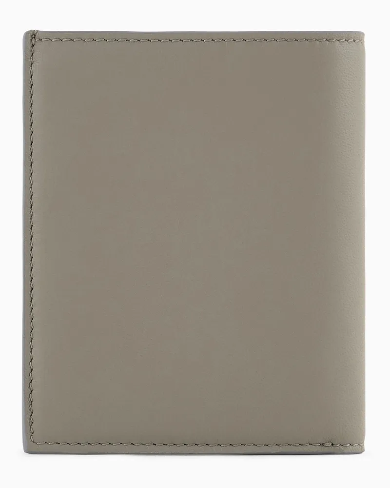 Giorgio Armani Vertikales Bifold-Portemonnaie aus Nappaleder Beige