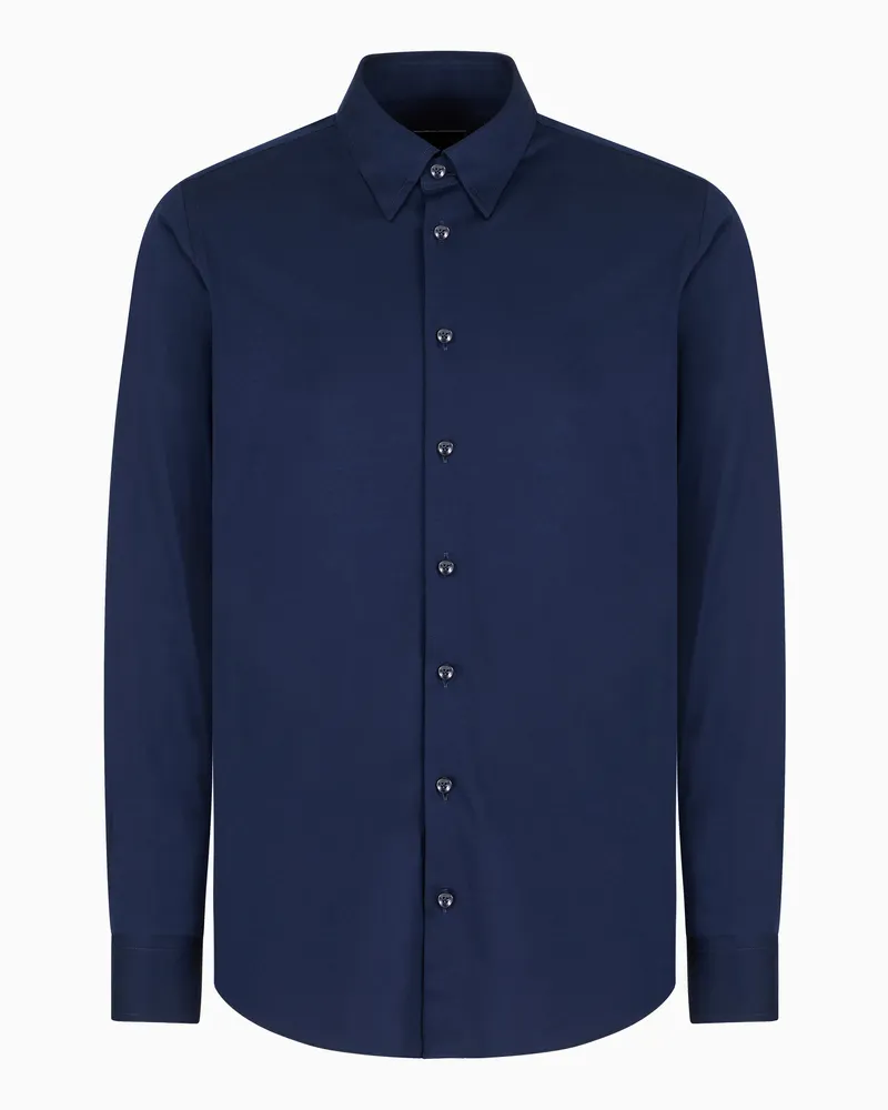 Giorgio Armani Hemd Icon in Slim Fit aus Baumwolljersey Marineblau