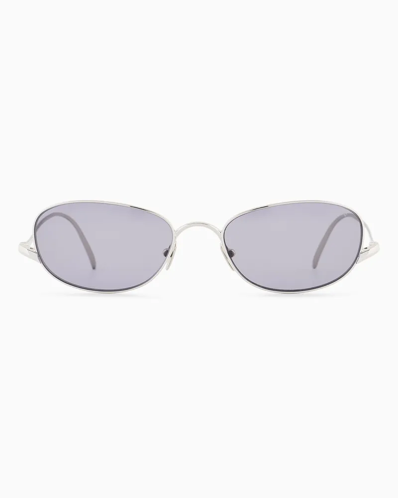 Giorgio Armani Damen-Sonnenbrille in Pillower Form Silber