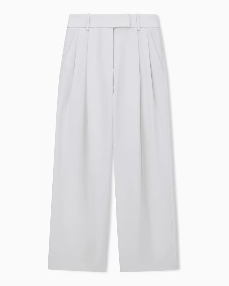 Giorgio Armani Hose aus Seidencady mit weitem Bein und doppelter Bundfalte Weiß