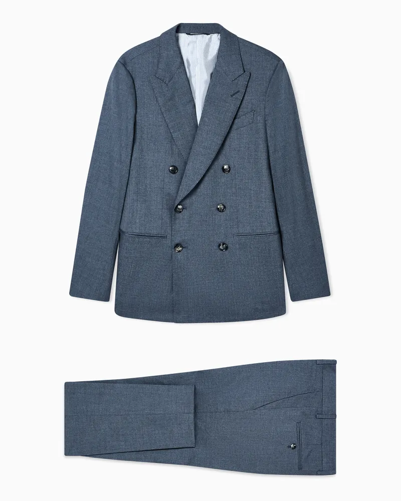 Giorgio Armani Doppelreihiger Anzug der Napoli-Linie aus Kaschmir-Seiden-Mélange Grau