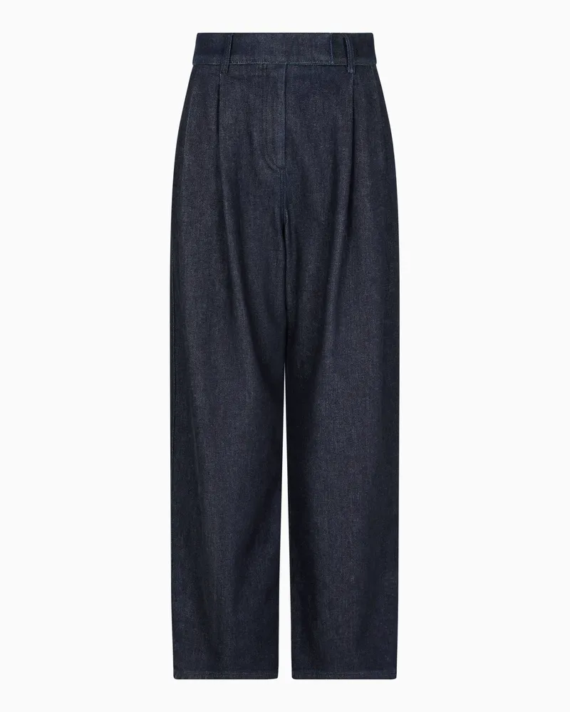 Giorgio Armani Hose mit einem Abnäher aus Baumwolldenim und Kaschmir aus der Denim Collection Blau