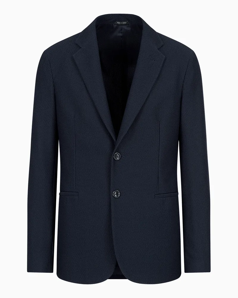 Giorgio Armani Einreihiges Sakko aus geprägtem Funktionsstoff Marineblau